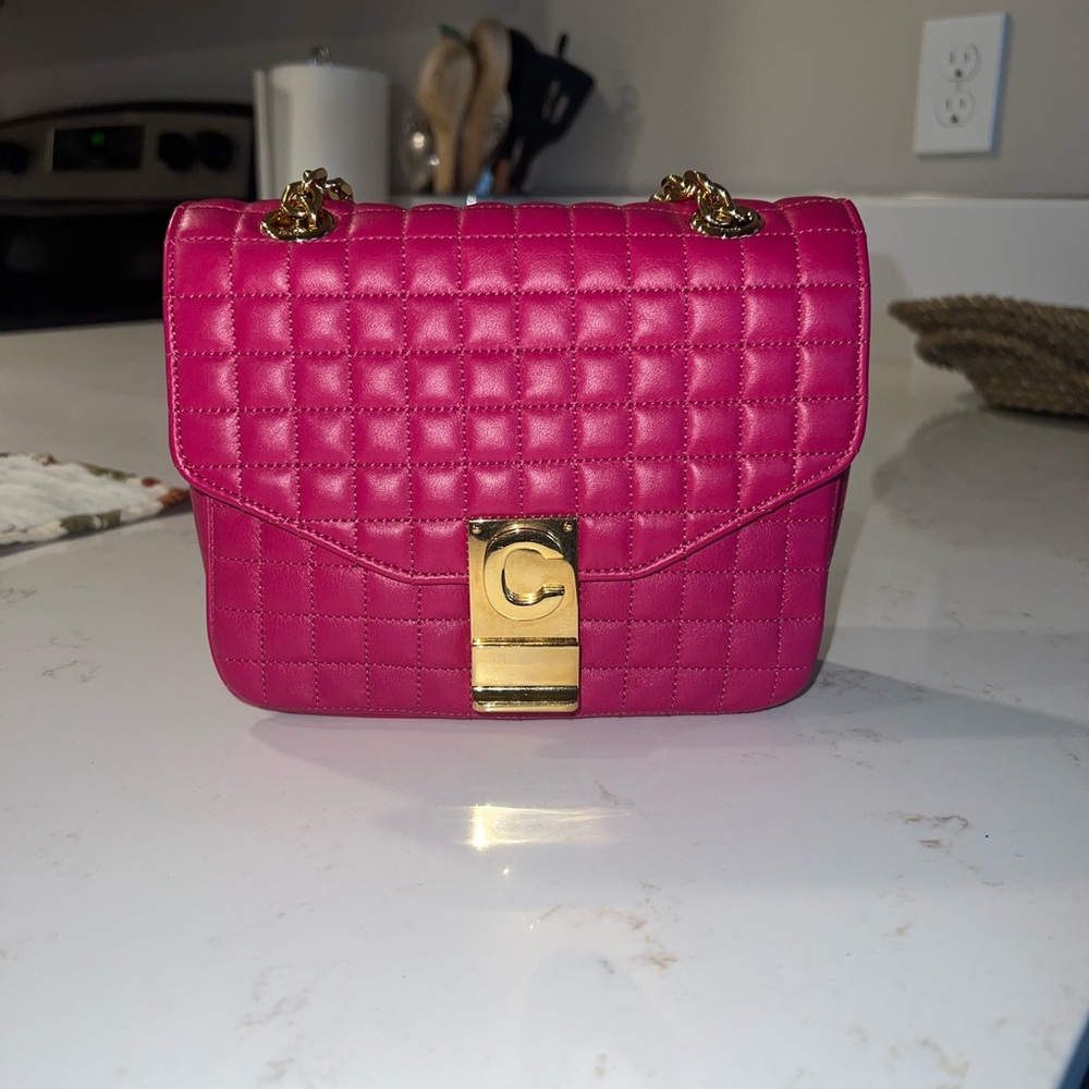 Celine Hot Pink Quilted Calfskin Small C Bag